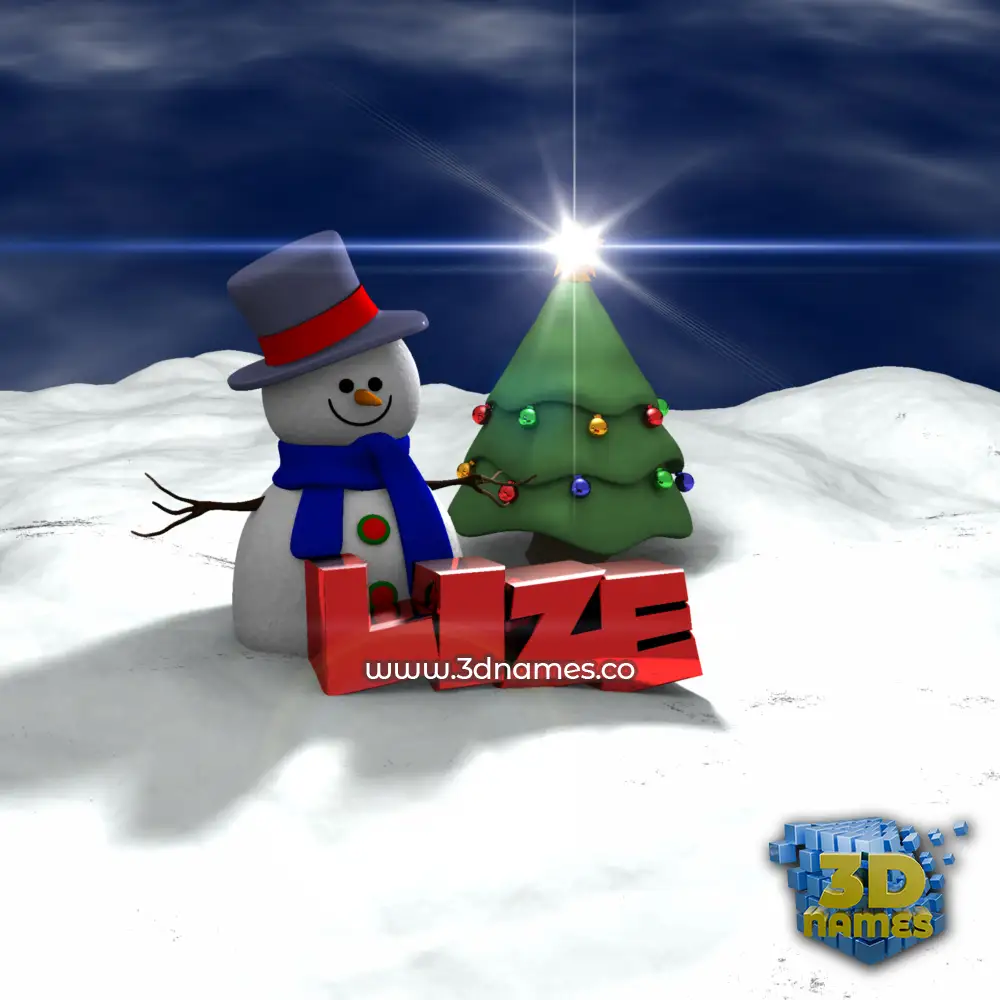 lize in Happy Xmas style - 3D name wallpaper