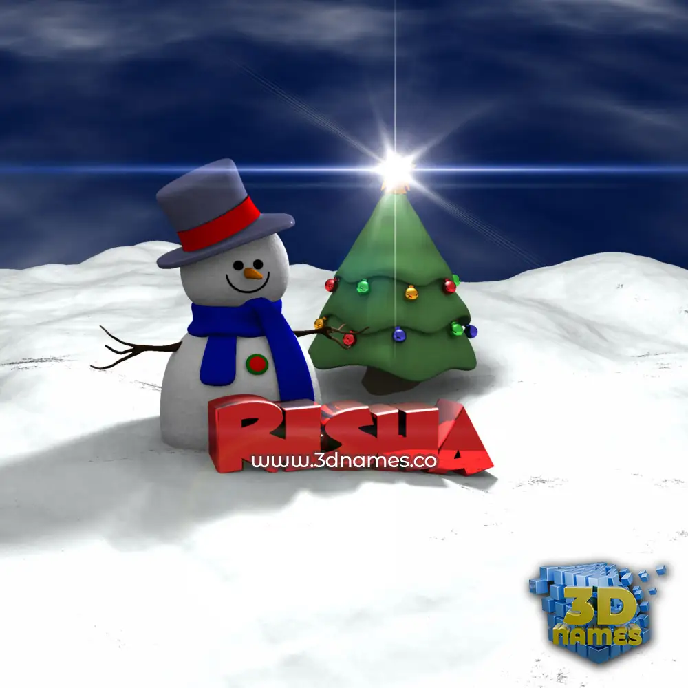 risha in Happy Xmas style - 3D name wallpaper