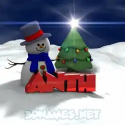 anth in Happy Xmas style - 3D name wallpaper