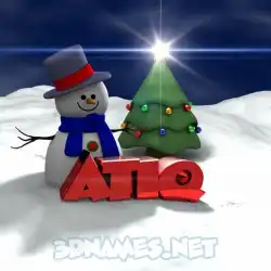 atiq in Happy Xmas style - 3D name wallpaper