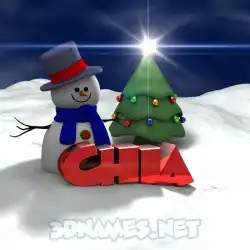 chia in Happy Xmas style - 3D name wallpaper