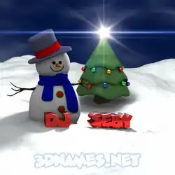 dj   seby in Happy Xmas style - 3D name wallpaper