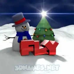fly in Happy Xmas style - 3D name wallpaper