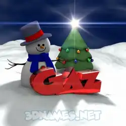 gaz in Happy Xmas style - 3D name wallpaper
