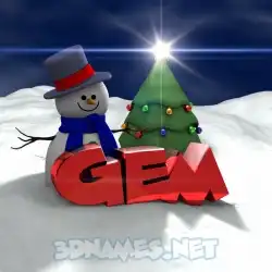gem in Happy Xmas style - 3D name wallpaper
