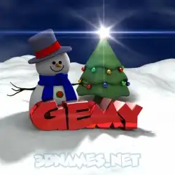 gemy in Happy Xmas style - 3D name wallpaper