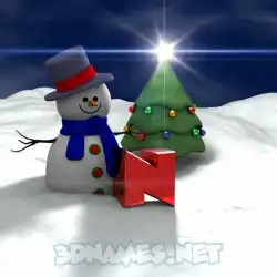 n in Happy Xmas style - 3D name wallpaper