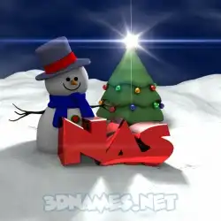 nas in Happy Xmas style - 3D name wallpaper