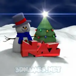 naz in Happy Xmas style - 3D name wallpaper