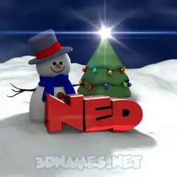 ned in Happy Xmas style - 3D name wallpaper