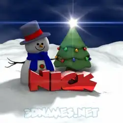 nick in Happy Xmas style - 3D name wallpaper