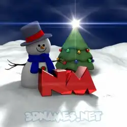 nm in Happy Xmas style - 3D name wallpaper