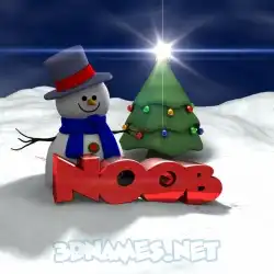 noob in Happy Xmas style - 3D name wallpaper