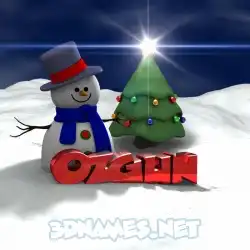 ozgun in Happy Xmas style - 3D name wallpaper