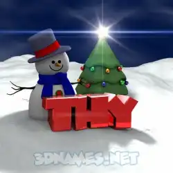 thy in Happy Xmas style - 3D name wallpaper