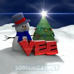 vee in Happy Xmas style - 3D name wallpaper