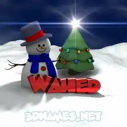 wahed in Happy Xmas style - 3D name wallpaper