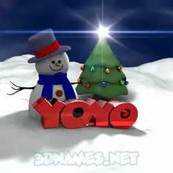 yoyo in Happy Xmas style - 3D name wallpaper