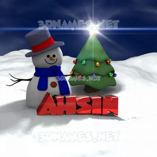 ahsin in Happy Xmas style - 3D name wallpaper