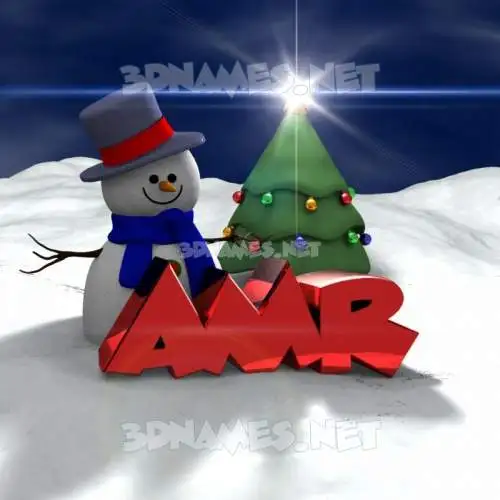 amr in Happy Xmas style - 3D name wallpaper