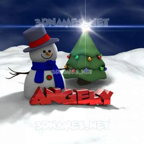 angely in Happy Xmas style - 3D name wallpaper