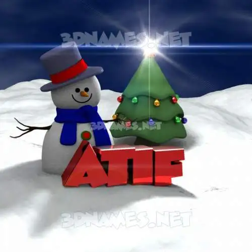 atif in Happy Xmas style - 3D name wallpaper
