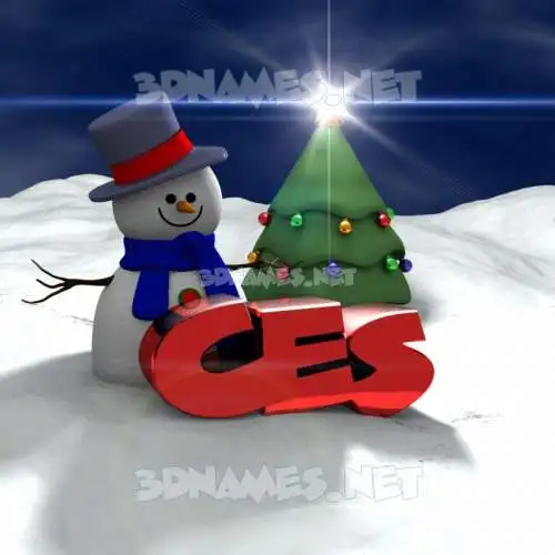 ces in Happy Xmas style - 3D name wallpaper ces in Happy Xmas style - 3D name wallpaper