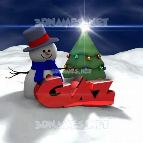 gaz in Happy Xmas style - 3D name wallpaper