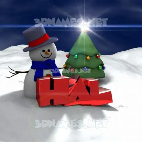 hal in Happy Xmas style - 3D name wallpaper