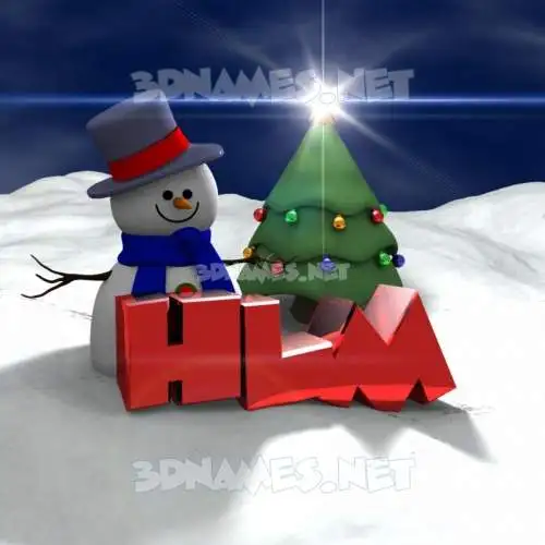 hlm in Happy Xmas style - 3D name wallpaper
