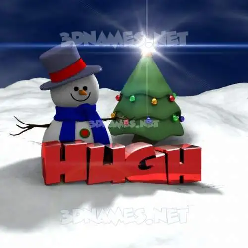 hugh in Happy Xmas style - 3D name wallpaper