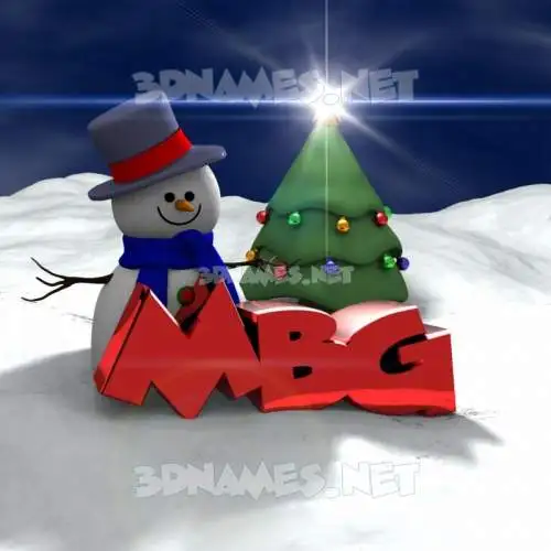 mbg in Happy Xmas style - 3D name wallpaper