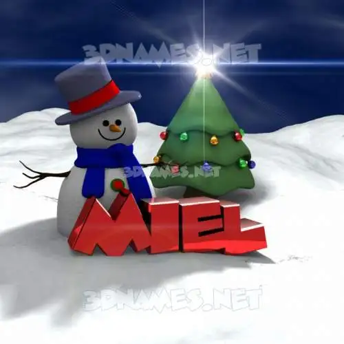 miel in Happy Xmas style - 3D name wallpaper