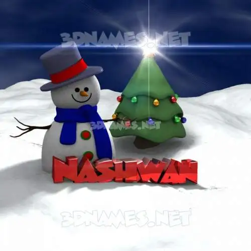 nashwan in Happy Xmas style - 3D name wallpaper