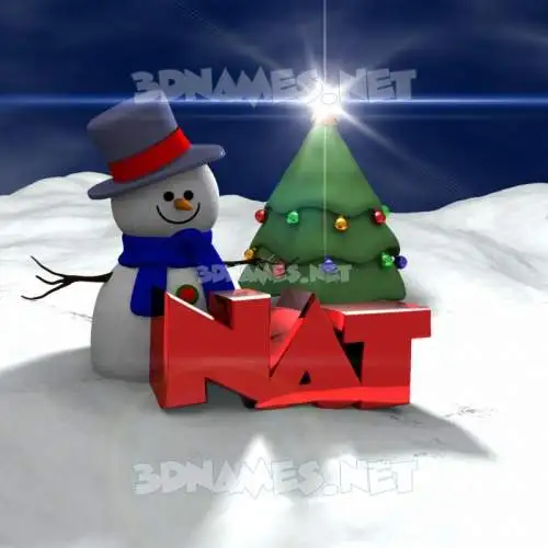 nat in Happy Xmas style - 3D name wallpaper
