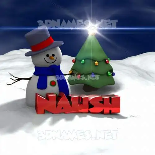 naush in Happy Xmas style - 3D name wallpaper