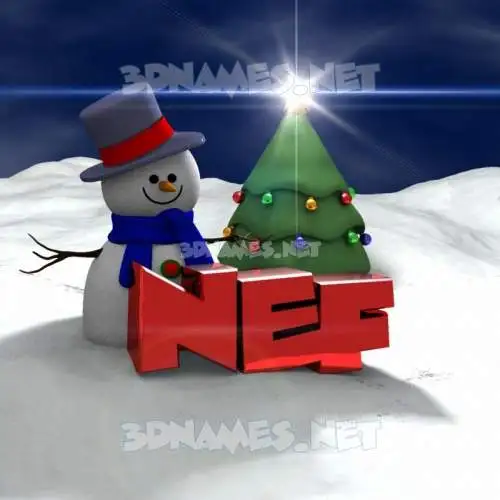 nef in Happy Xmas style - 3D name wallpaper