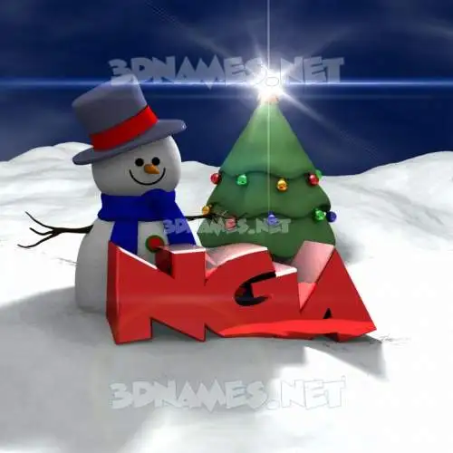 nga in Happy Xmas style - 3D name wallpaper