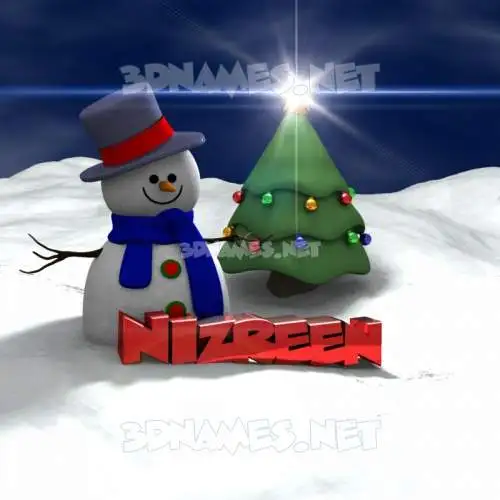 nizreen in Happy Xmas style - 3D name wallpaper