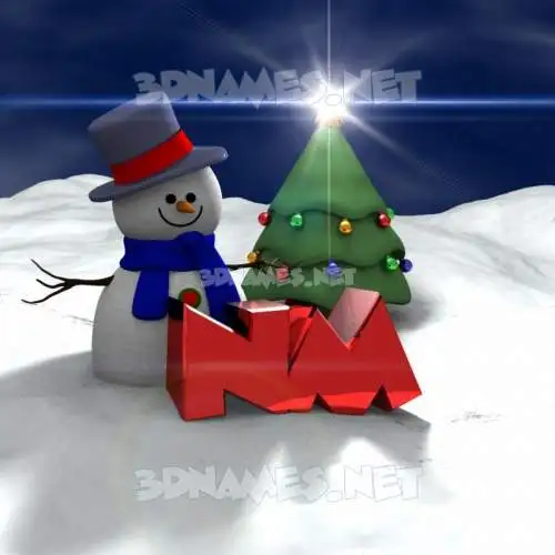 nm in Happy Xmas style - 3D name wallpaper