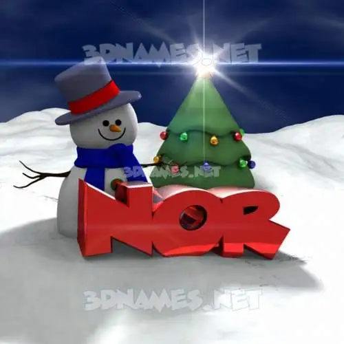nor in Happy Xmas style - 3D name wallpaper