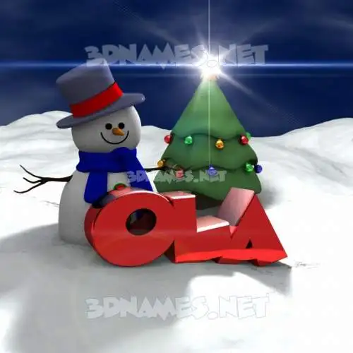 ola in Happy Xmas style - 3D name wallpaper