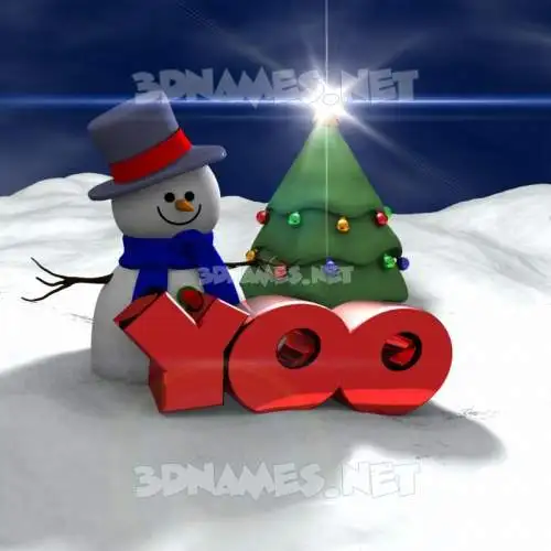 yoo in Happy Xmas style - 3D name wallpaper