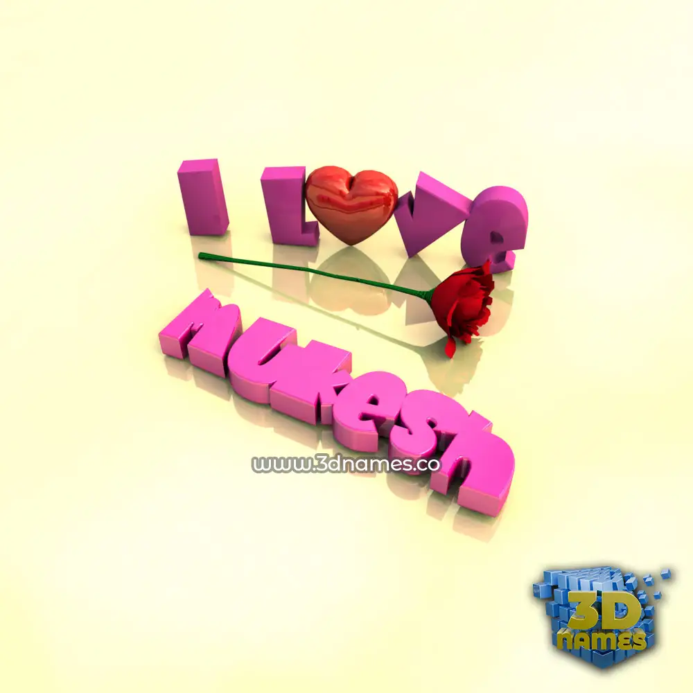 mukesh in I Love ??? style - 3D name wallpaper