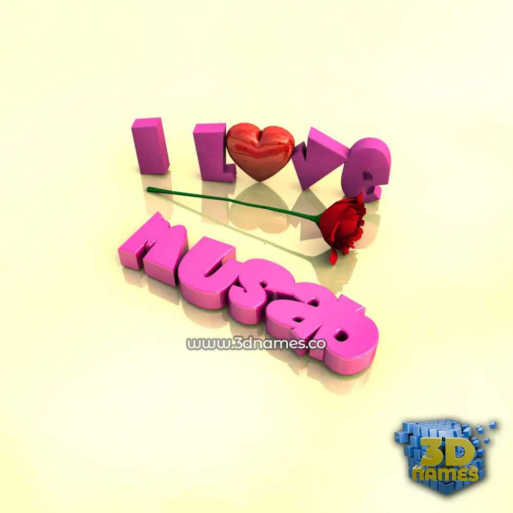 musab in I Love ??? style - 3D name wallpaper