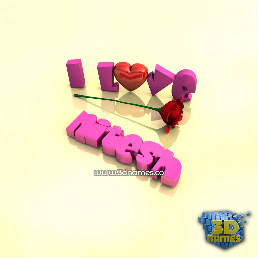 nitesh in I Love ??? style - 3D name wallpaper