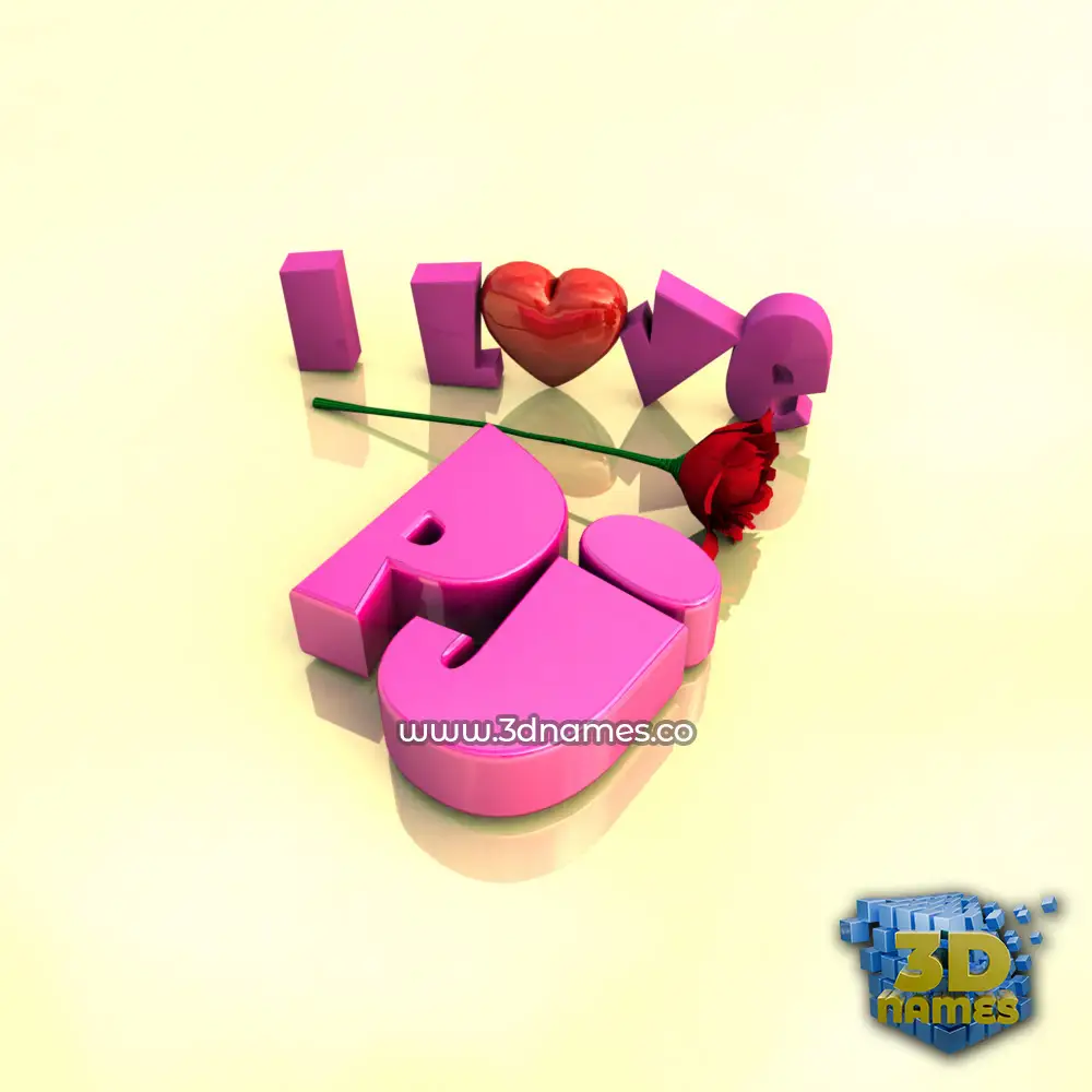 pj in I Love ??? style - 3D name wallpaper