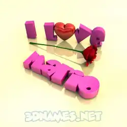 mario in I Love ??? style - 3D name wallpaper