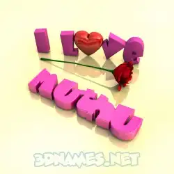 muthu in I Love ??? style - 3D name wallpaper