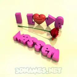 nassem in I Love ??? style - 3D name wallpaper